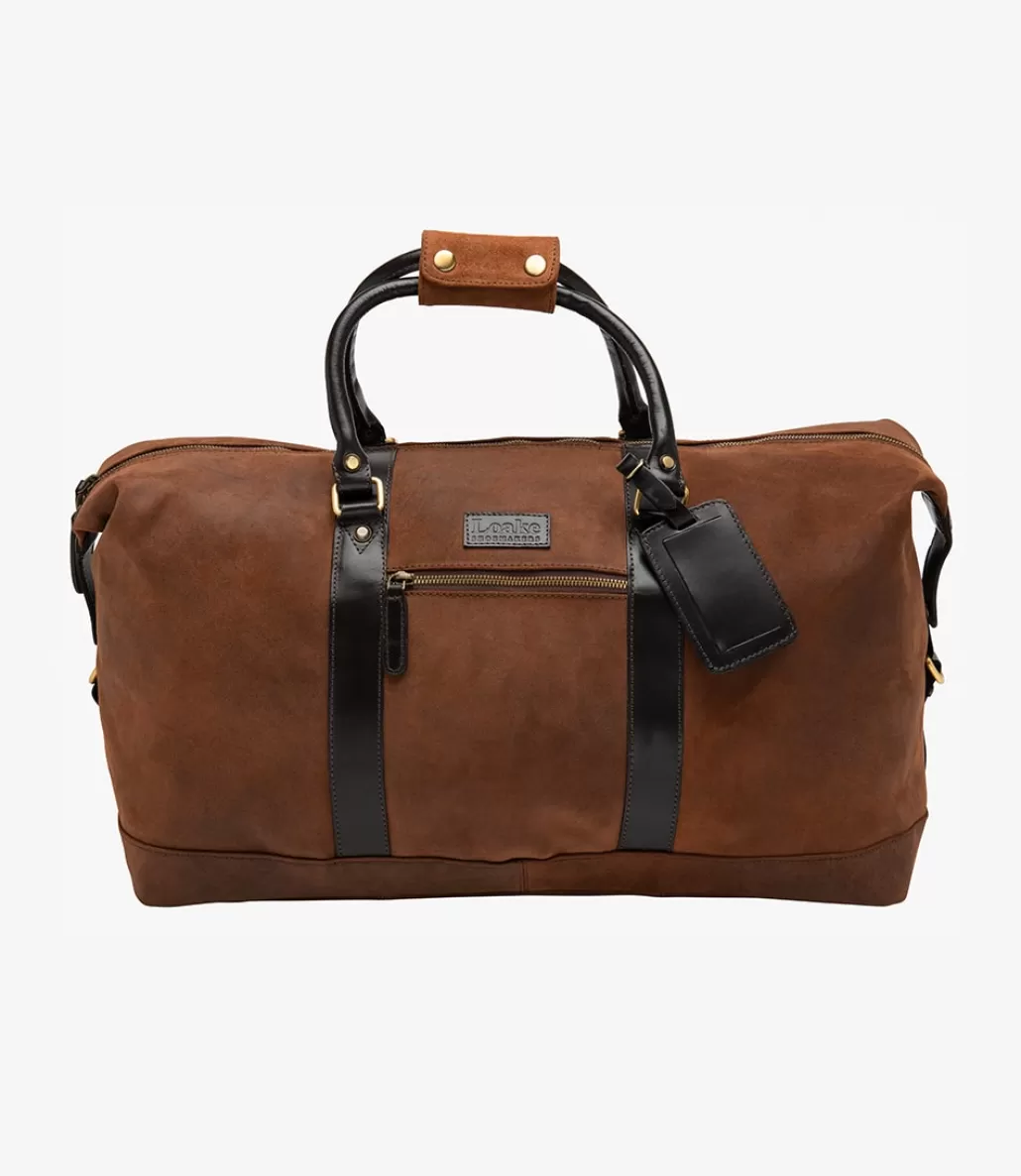 Day Bags | Overnight Bags | Loake Cornwall Weekend Bag Brown Waxed Suede