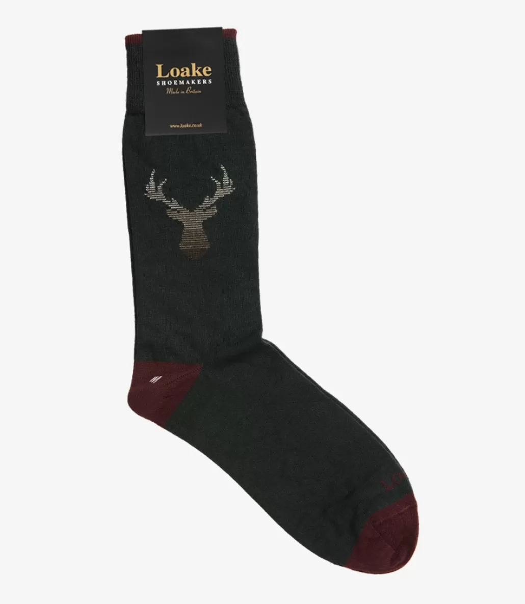 Socks | Loake Stag Socks Green