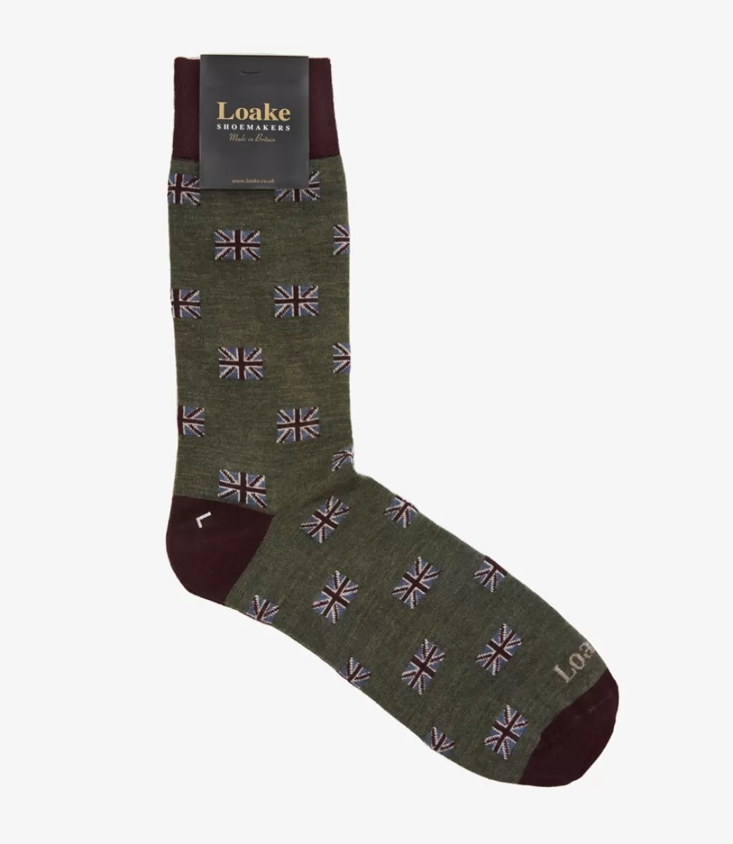 Socks | Loake Union Jack Socks Olive