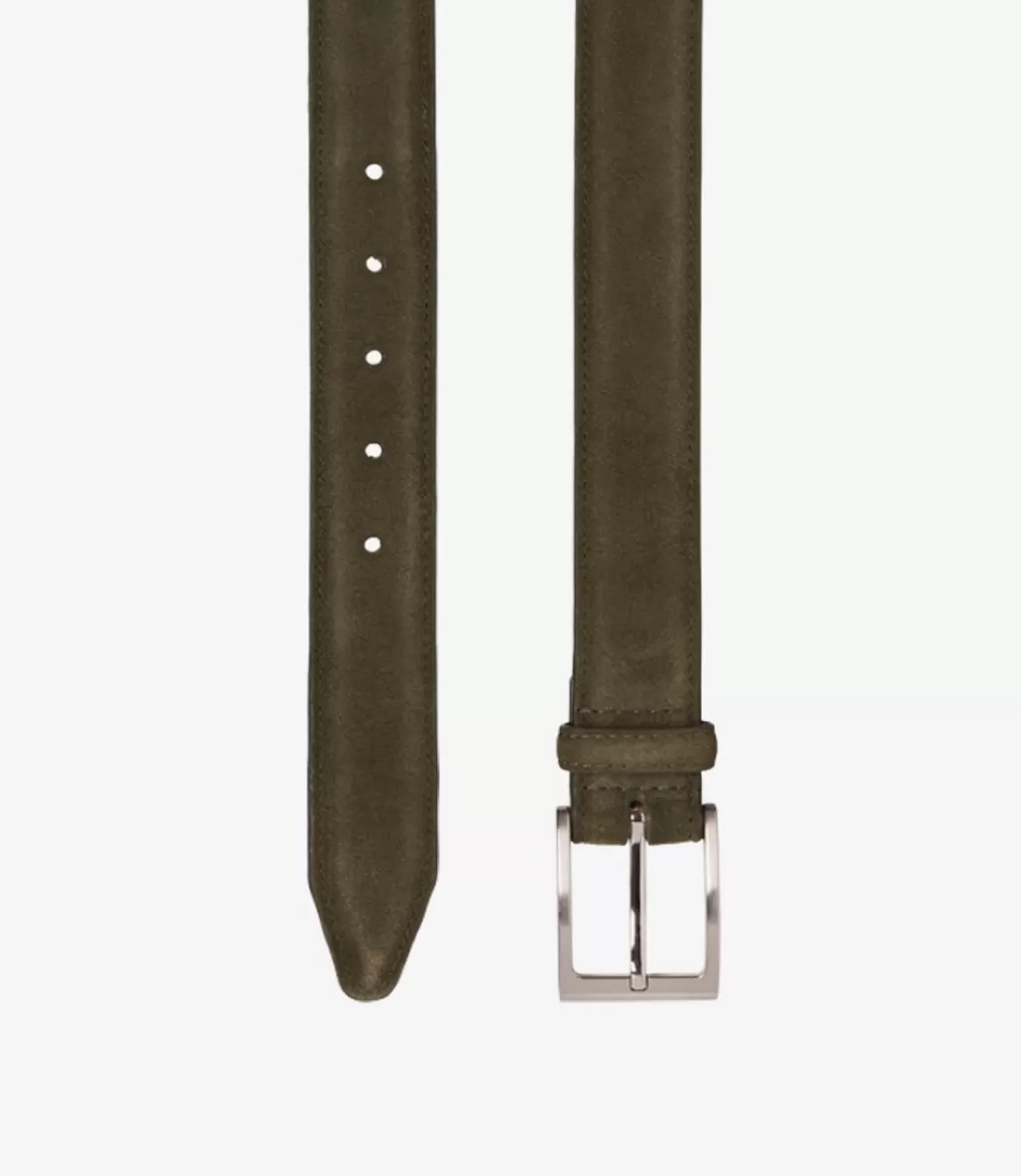 Casual Belts | Loake William Belt Green Suede